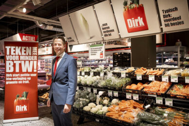 Algemeen directeur Marcel Huizing van supermarktketen Dirk. De supermarktketen startte eerder dit jaar een online petitie om de belasting op groente en fruit te verlagen. - Foto: ANP