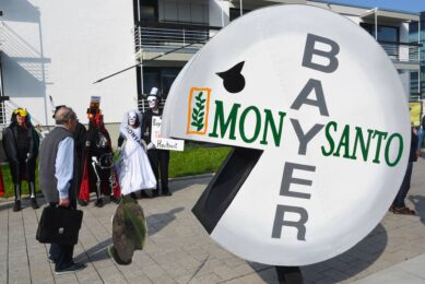 Protesten bij de aandeelhoudersvergadering van eind mei van Bayer.